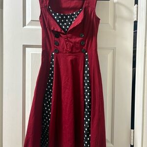 Vintage style Red Sleeveless Dress with Polka Dots